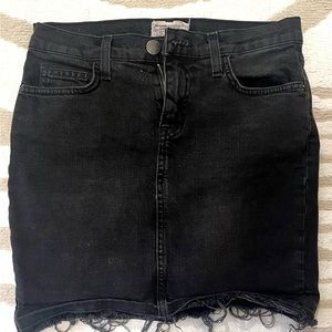 Current/Elliot Black Denim Mini Skirt with Distressed Hem